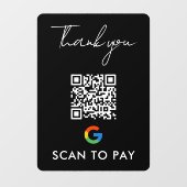Dank je wel Google Pay QR Code Scan om zwart te be Raamsticker (Vel)