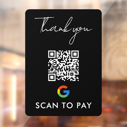 Dank je wel Google Pay QR Code Scan om zwart te be Raamsticker (Vel 2)
