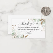 dank je wel goud en groene botanische bruiloft mod notitiekaartje (Voorkant / Achterkant in situ)