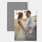 dank je wel , gouden handschrift bruiloft foto magneet (Voorkant / Achterkant)