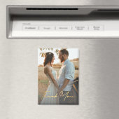 dank je wel , gouden handschrift bruiloft foto magneet (Insitu (Vaatwasser))