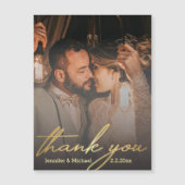 dank je wel , gouden kalligrafie bruiloft foto mag (Voorkant)