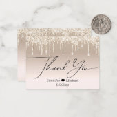 dank je wel , gouden luxe die glitters bruiloft dr notitiekaartje (Voorkant / Achterkant in situ)