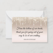 dank je wel , gouden luxe die glitters bruiloft dr notitiekaartje (Achterkant)