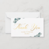 dank je wel , goudkalligrafie eucalyptus bruiloft notitiekaartje (Voorkant)