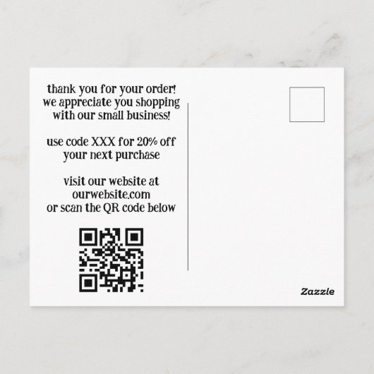 DANK JE WEL Grappige Bananen BESTELLING BEDANKT QR Briefkaart (Achterkant)