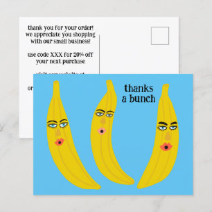 DANK JE WEL Grappige Bananen BESTELLING BEDANKT QR Briefkaart