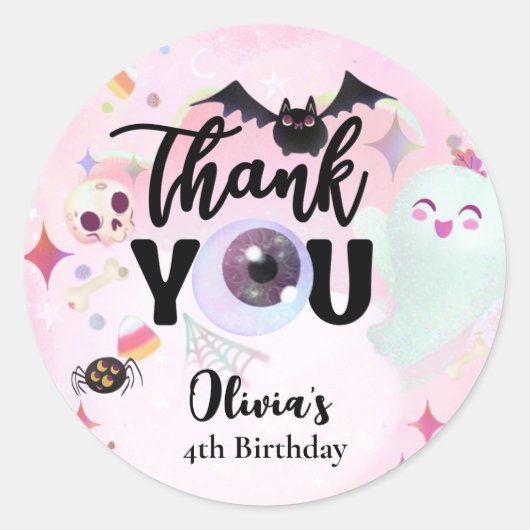 Dank je wel griezelig ronde sticker (Voorkant)