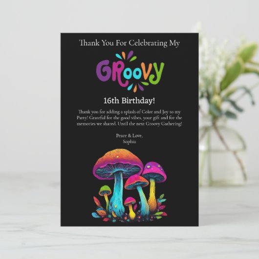 Dank je wel-Groovy Psychedelische Kleurrijke Padde Kaart (Staand voorkant)