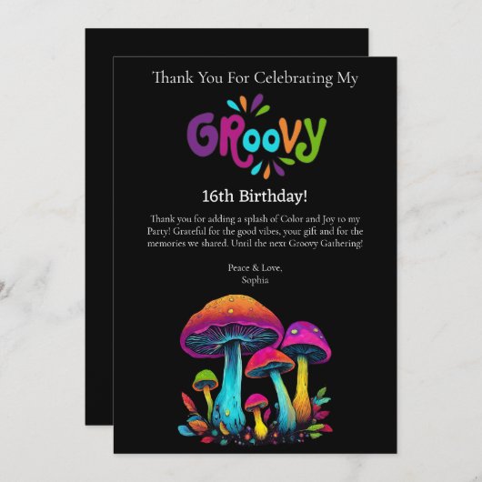 Dank je wel-Groovy Psychedelische Kleurrijke Padde Kaart (Voorkant / Achterkant)