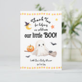 Dank je wel Halloween Little Boo Baby shower Bedankkaart (Staand voorkant)