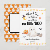 Dank je wel Halloween Little Boo Baby shower Bedankkaart (Voorkant / Achterkant)