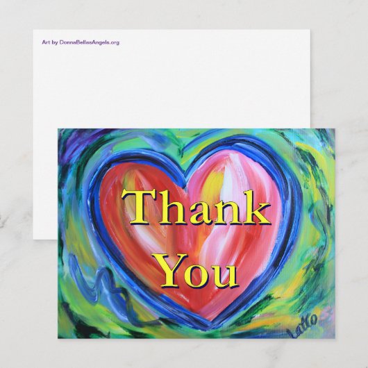 Dank je wel Hart Kunst Ansichtkaart Briefkaart (Voorkant / Achterkant)