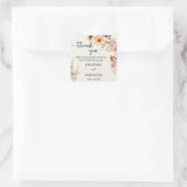 Dank je wel Herfst Wilde Bloemen Bruiloft Vierkante Sticker (Tas)