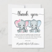 Dank je wel het Baby shower van de lephant Twin Bo (Voorkant)