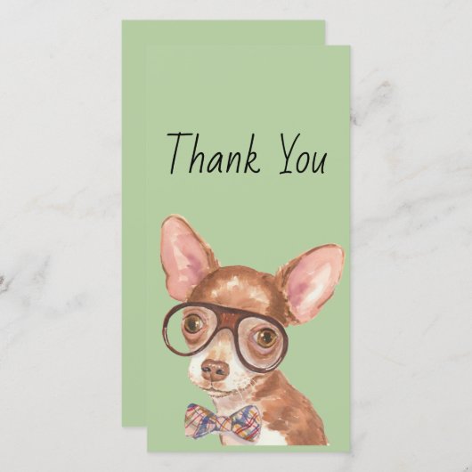 Dank je wel Hipster Chihuahua Bedankkaart (Voorkant / Achterkant)