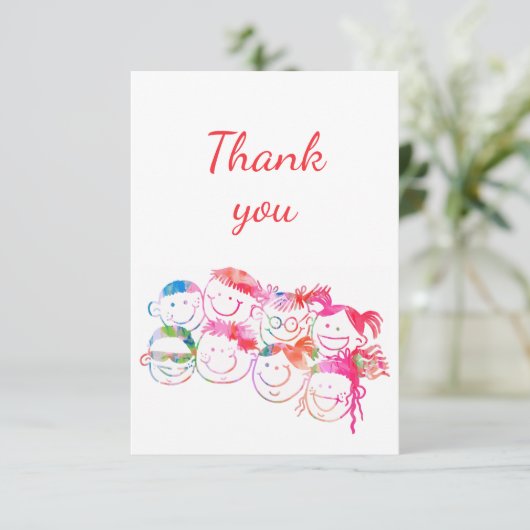 Dank je wel Hulp bij de kinderen Leraar Oppas Bedankkaart (Staand voorkant)