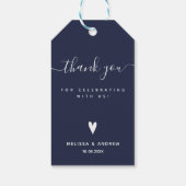 Dank je wel - Huwelijksgunst Navyblauw Cadeaulabel (Achterkant)