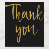 Dank je wel in zwart en goud wijn etiket (Enkel label)