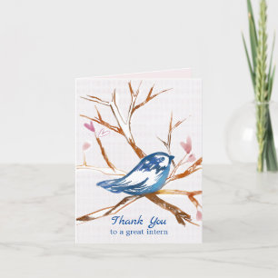Dank je wel intern Bluebird in a Tree Heart Leaves Bedankkaart