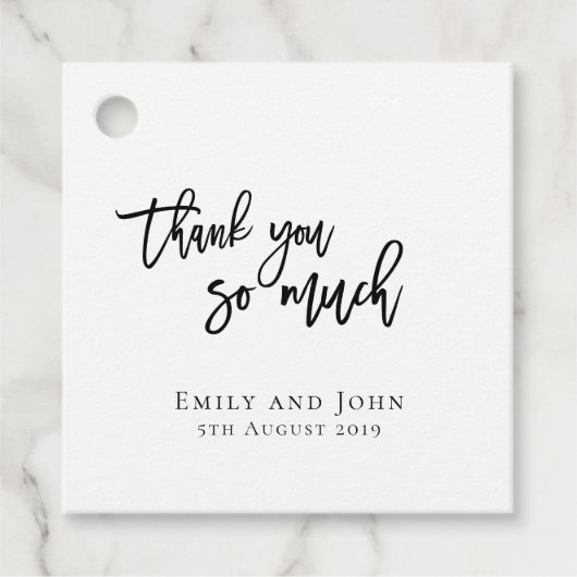 Dank je wel / je namen & bericht bruiloft bedankjes labels (Voorkant)