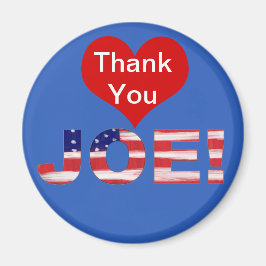Dank je wel Joe! Blauw met vlag Magneet