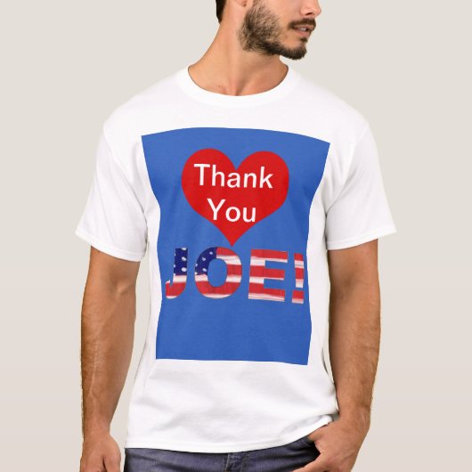 Dank je wel Joe! Blauw met vlag T-shirt (Voorkant)