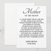 Dank je wel kaart aan moeder van de bruidegom,Aan  (Voorkant / Achterkant)