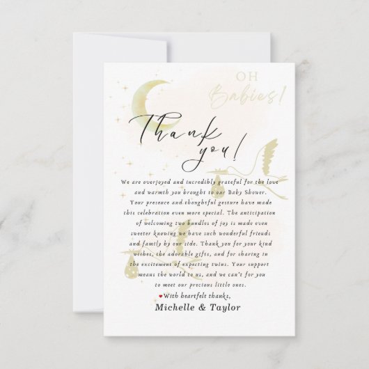Dank je wel Kaart Oh Babies! neutrale tweelingooie (Voorkant)