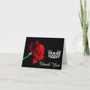 Dank je wel, Kaart-Pageant Crown-Red Rose Bedankkaart
