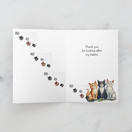 Dank je wel, kat zit Schattigee katten Bedankkaart (Binnen)