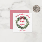 dank je wel : kerstfeest met rode groene bruiloft notitiekaartje (Voorkant / Achterkant in situ)