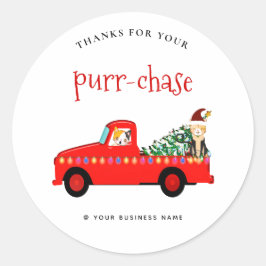 dank je wel kerstfeestdag grappige kat pun ronde sticker