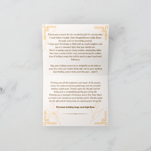 Dank je wel kerstkaart bedankkaart (Binnen)