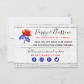 Dank je wel Klaproos & Korenbloem Rustic Houten Ka Kaart (Achterkant)