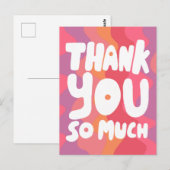 DANK JE WEL Kleurrijke Roze Gebogen Strepen Aangep Briefkaart (Voorkant / Achterkant)