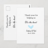 dank je wel knoop het knoopje blauwe hart bruiloft briefkaart (Voorkant / Achterkant)