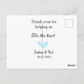 dank je wel knoop het knoopje blauwe hart bruiloft briefkaart (Achterkant)