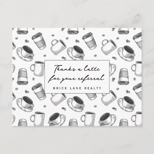Dank je wel Latte Verwijzing Vastgoedbedrijf Briefkaart (Voorkant)