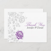 Dank je wel, Lavender en Grey Damask Kaart (Voorkant / Achterkant)