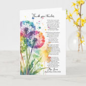 dank je wel leraar pensioen paardenbloem gedicht kaart (Gele Bloem)