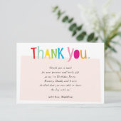 DANK JE WEL leuke kleurrijke moderne typografie Bedankkaart (Staand voorkant)