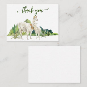 Dank je wel Llama Alpaca Baby Shower Watercolor Notitiekaartje