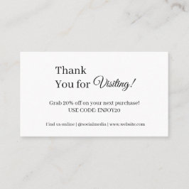 Dank je wel Logo | Moderne witte minimalist Kortingskaartje