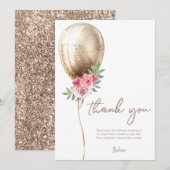 Dank je wel Luxe Beige Ballon Bedankkaart (Voorkant / Achterkant)