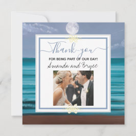 Dank je wel maanverlichte turquoise zee strand bru bedankkaart