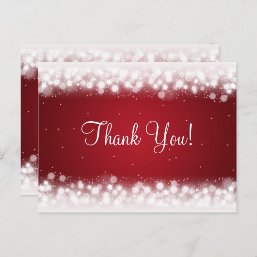 Dank je wel, Magic Sparkle Red Briefkaart (Voorkant / Achterkant)