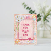 Dank je wel mama en papa, bloemen ambachtelijke ka briefkaart (Staand voorkant)