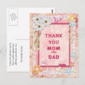 Dank je wel mama en papa, bloemen ambachtelijke ka briefkaart (Voorkant / Achterkant)