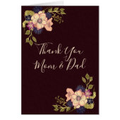 Dank je wel mama en papa, Bourgogne Bloemen Kaart (Voorkant)